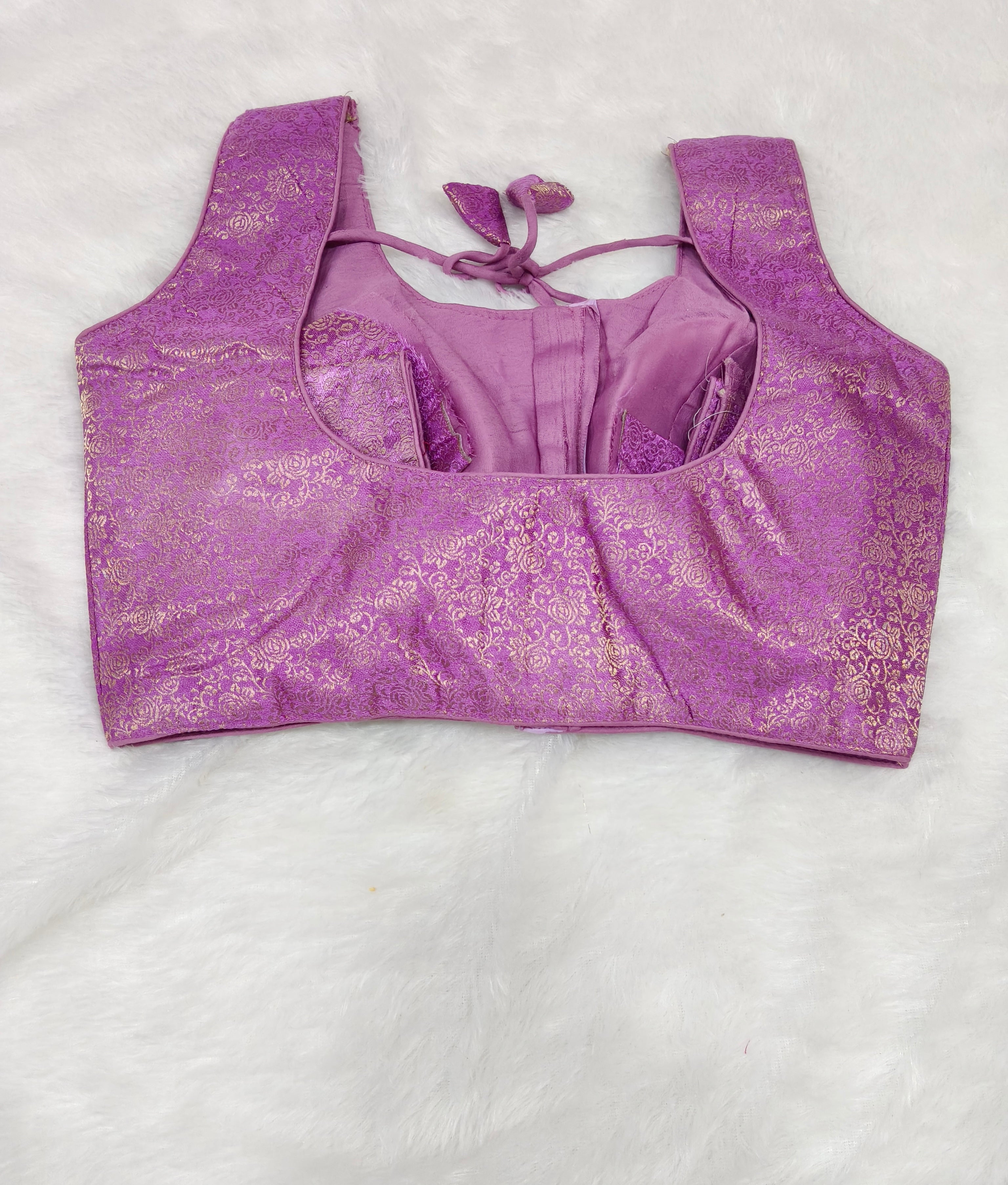 Lavender Banarasi Silk Self Brocade Design 2 Saree Blouse | Readymade