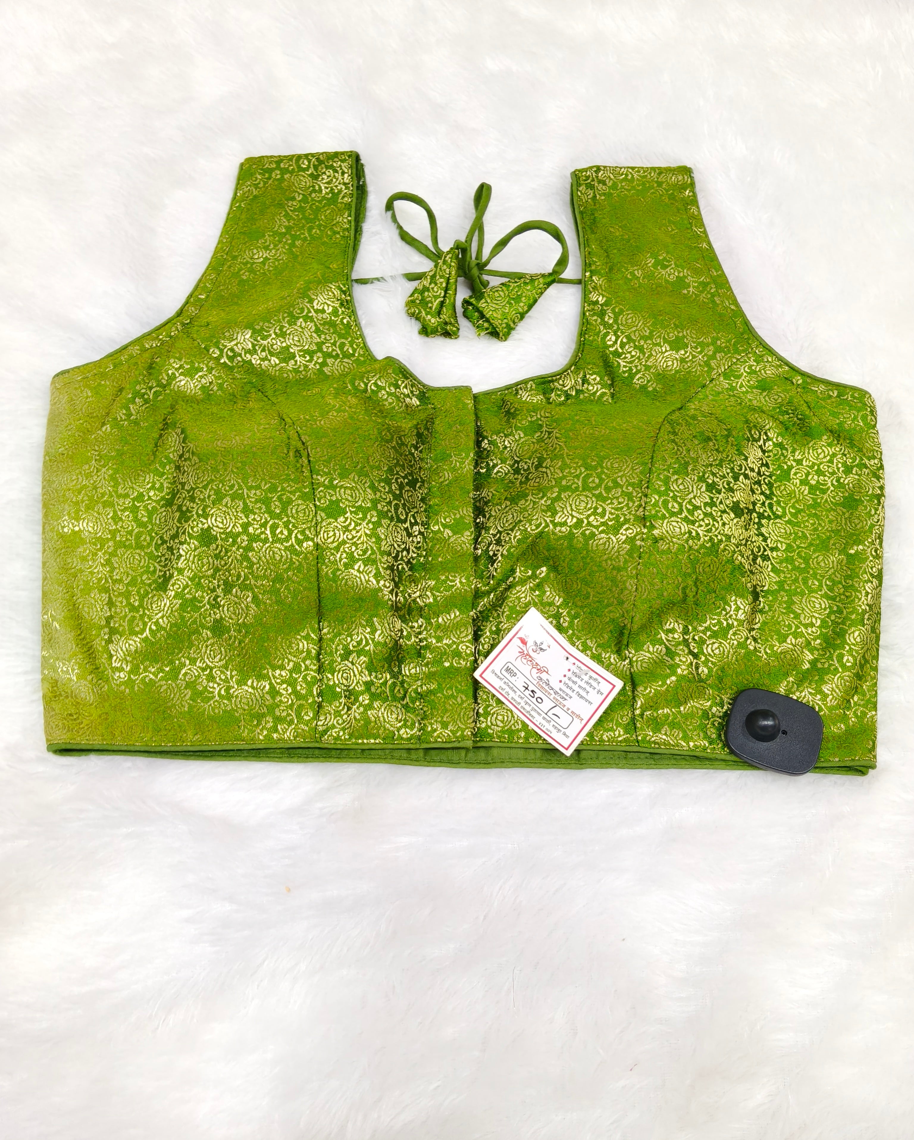 Olive Green Banarasi Silk Self Brocade Design 2 Saree Blouse | Readymade