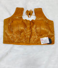 Mustard Gold Banarasi Silk Self Brocade Design 2 Saree Blouse | Readymade