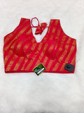 Rani Pink Banarasi Silk Leheriya Print Design Saree Blouse | Readymade