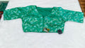 Emerald Green Banarasi Silk Gold Silver Brocade Design 2 Saree Blouse | Readymade