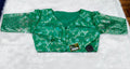 Emerald Green Banarasi Silk Gold Silver Brocade Design 3 Saree Blouse | Readymade