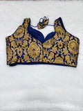 Royal Blue Banarasi Silk Big Brocade Design 3 Saree Blouse | Readymade