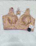 Baby Pink Banarasi Silk Big Brocade Design 3 Saree Blouse | Readymade