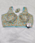 Sky Blue Banarasi Silk Big Brocade Design 3 Saree Blouse | Readymade