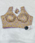 Lavender Banarasi Silk Big Brocade Designer Saree Blouse | Readymade