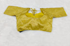 Yellow Tissue Silk Self Printed Design Saree Blouse | Readymade