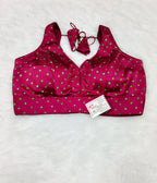 Rani Pink Bandhani Silk Saree Blouse | Readymade