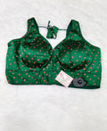 Dark Emerald Green Bandhani Silk Saree Blouse | Readymade