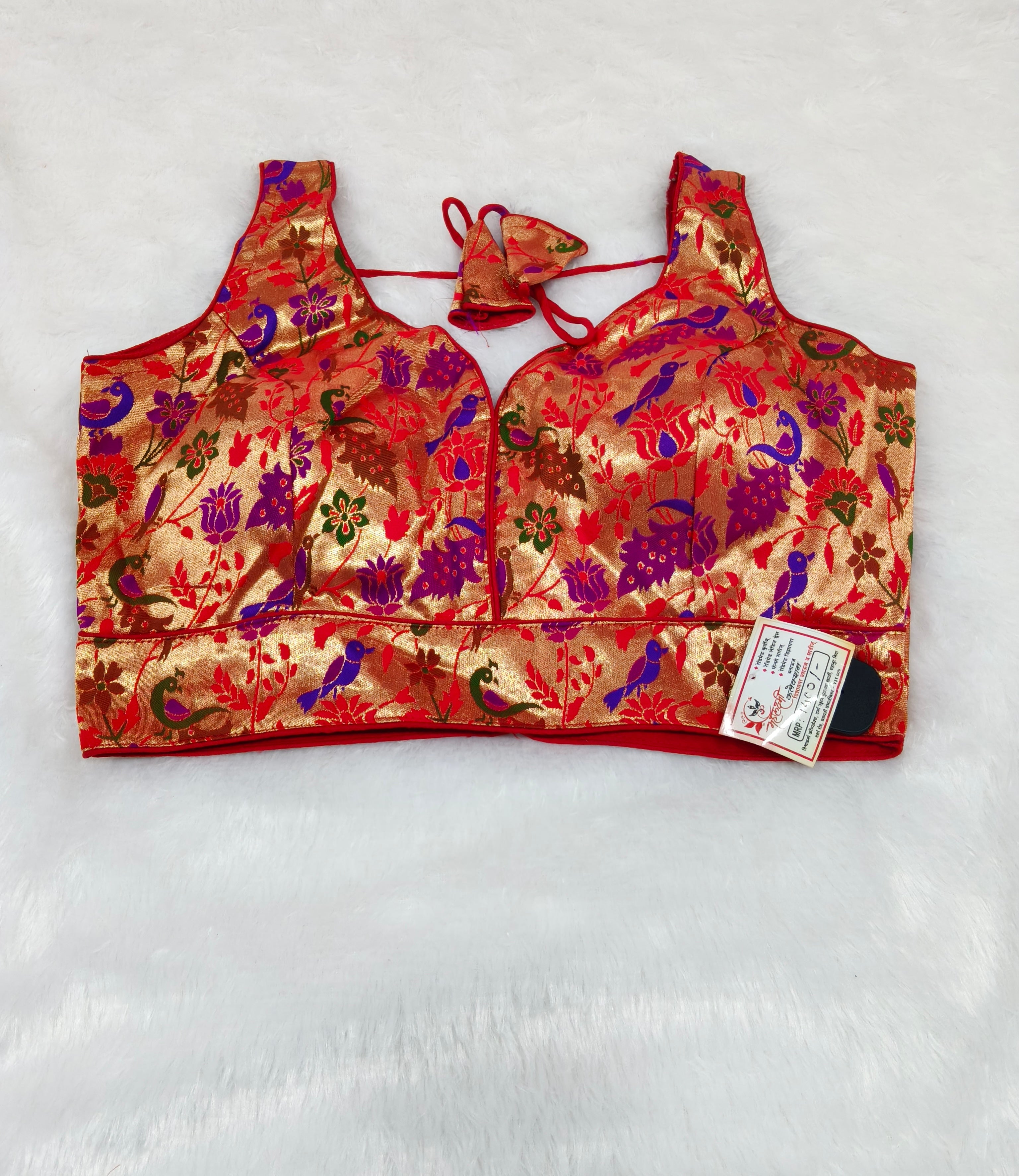 Royal Red Paithani Brocade Silk Designer Saree Blouse | Readymade
