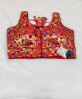 Golden Red Paithani Brocade Silk Designer Saree Blouse | Readymade