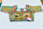 Golden Teal Paithani Brocade Silk Designer Saree Blouse | Readymade
