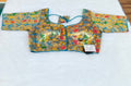 Golden Sky Blue Paithani Brocade Silk Designer Saree Blouse | Readymade