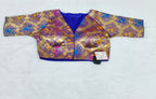 Golden Purple Geometric Brocade Silk Designer Saree Blouse | Readymade
