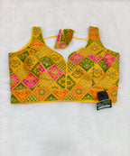 Yellow Multi Colour Silk Designer Saree Blouse | Readymade