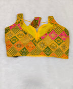 Yellow Multi Colour Silk Designer Saree Blouse | Readymade