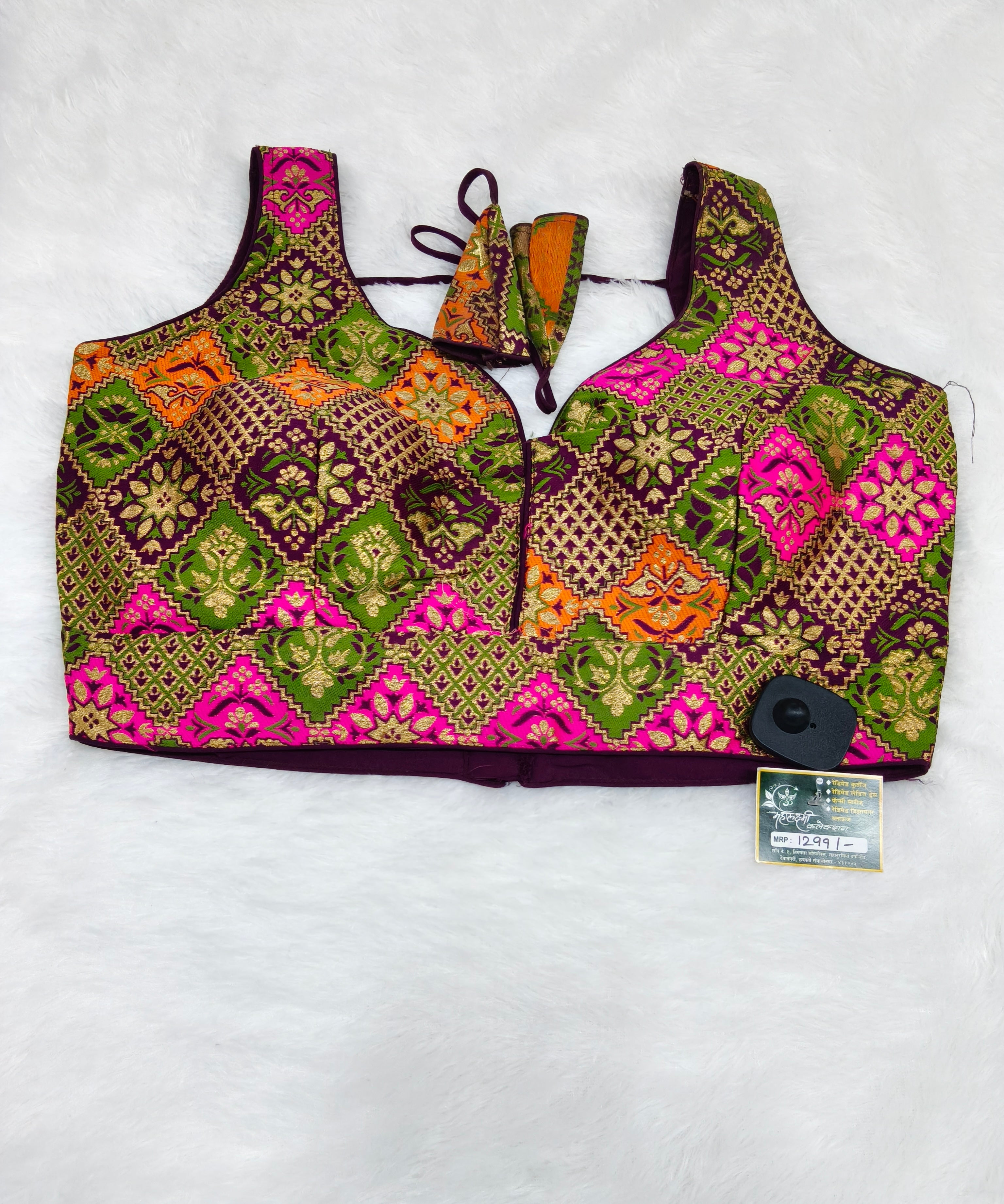 Wine Purple Multi Colour Silk Designer Saree Blouse | Readymade