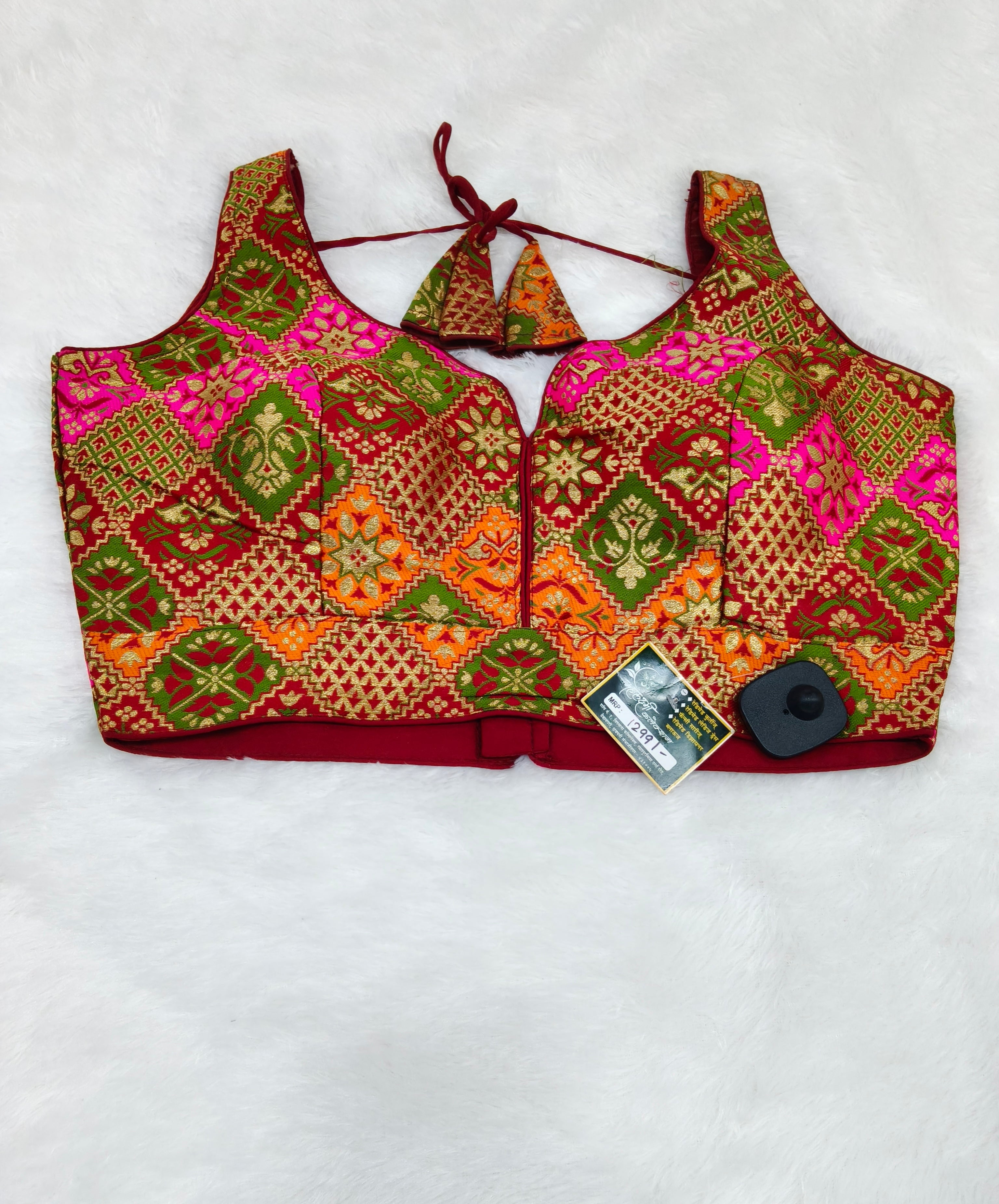 Maroon Multi Colour Silk Designer Saree Blouse | Readymade