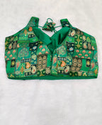 Green Multi Colour 2 Silk Designer Saree Blouse | Readymade