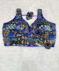 Royal Blue Multi Colour 2 Silk Designer Saree Blouse | Readymade