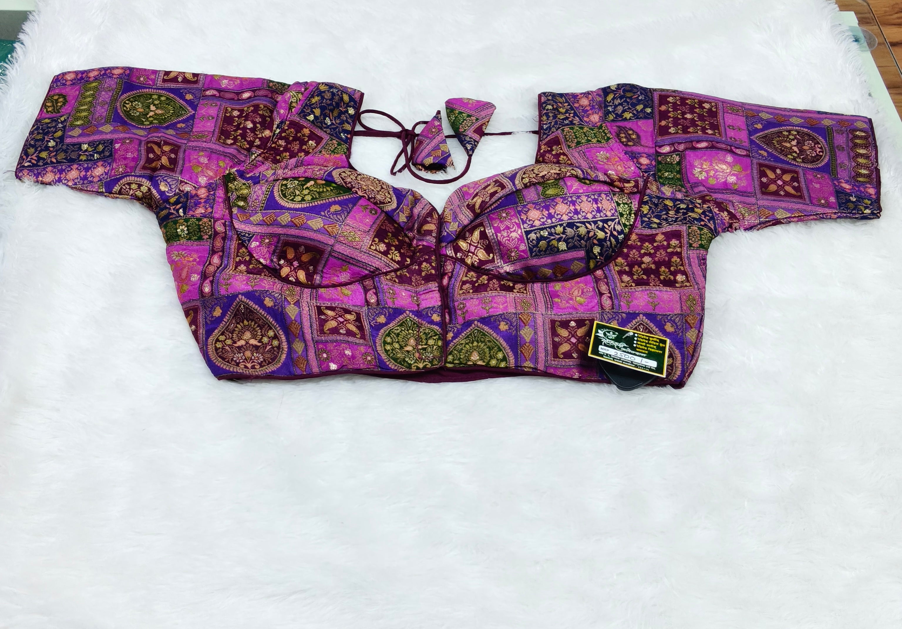 Purple Multi Colour 3 Silk Designer Saree Blouse | Readymade