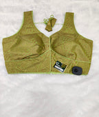 Pistachio Green Banarasi Silk Copper Design Saree Blouse | Readymade