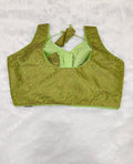Pistachio Green Banarasi Silk Copper Design Saree Blouse | Readymade