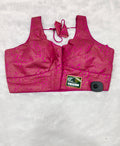 Hot Pink Banarasi Silk Copper Design Saree Blouse | Readymade
